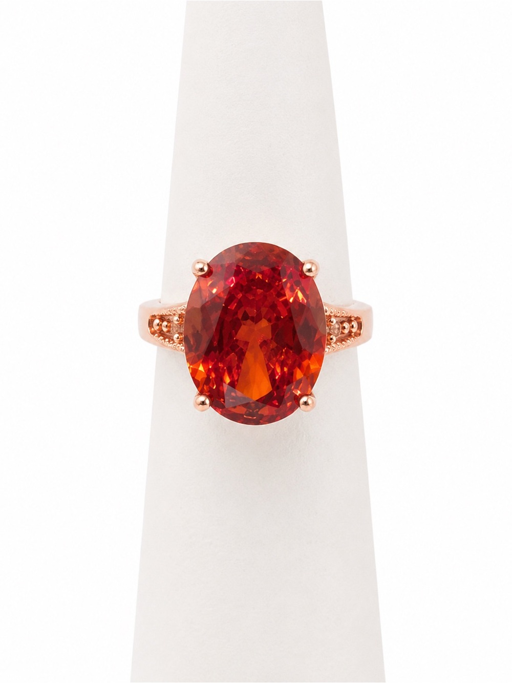 Rose gold crystal statement cocktail ring size 7.5